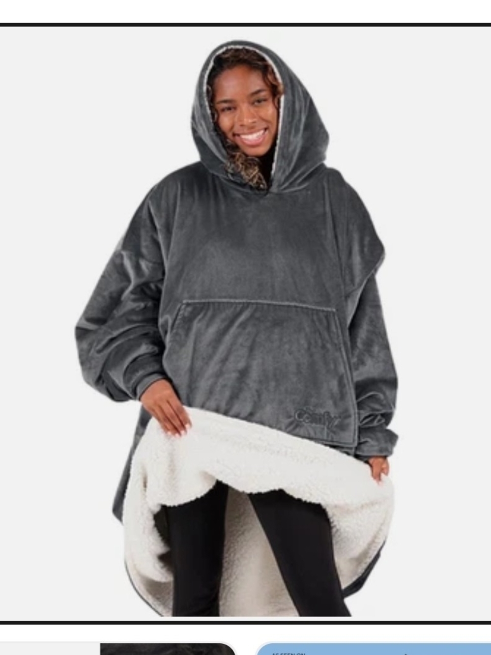 Cozy Oversized Hooded Sherpa Pullover - Charcoal
